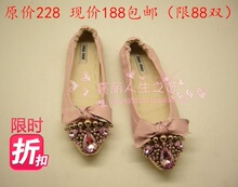 11爆款miumiu鞋缪缪鞋奢华宝石水钻真羊皮蝴蝶结舒适平跟单鞋女鞋
