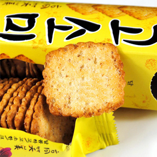  韩国进口食品 高笑美饼干 全麦芝麻薄脆饼干 80g