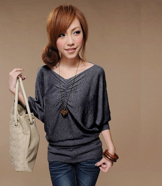 2011新款春装新品女装衣服蝙蝠衫宽松韩版蝙蝠袖针织衫