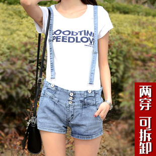 <em>夏装</em>热卖<em>牛仔背带短裤女</em>可拆卸两穿可爱连体裤