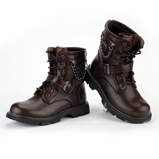  潮流新款黑棕色系带军工靴装棉保暖男短靴户外休闲马丁靴韩版男鞋