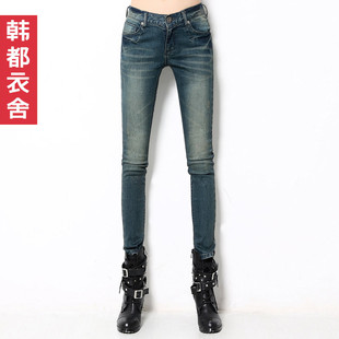  韩都衣舍品牌折扣店春装新款韩版女装水洗显瘦低腰小脚牛仔裤