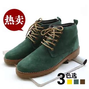  春季新款英伦时尚男士高帮靴子潮流短靴磨砂皮靴马丁靴韩版男鞋子