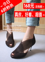 2012正品<span class=H>鱼嘴</span>凉鞋女 高跟韩国夜店细跟罗马 专柜新款 交叉绑带