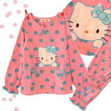 包邮 雪尔绵正品 可爱Kitty毛巾面料家居服套装 原198元 H0704