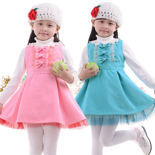  崎珞花童装 女童背心裙 秋冬装新款韩版儿童公主连衣裙子驾到