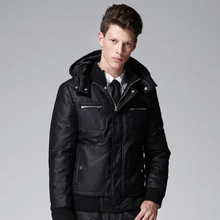  GXG正品 秋冬新款 男士时尚休闲百搭黑色棉服#14107157