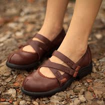 TOKharoi 正品手工牛皮制作女鞋 个性日系复古风单鞋 正品平跟鞋