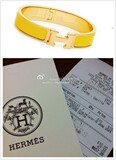 [粉色城堡美国代购】-现货!HERMES爱马仕柠檬黄金扣窄版小号手镯