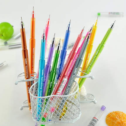 文正钻石笔573 学生中性笔 学生考试笔 可爱水性笔 彩色笔12色