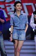 景甜同款!2012春装新款 女装牛仔裤 女裤 短裤热裤 牛仔连体裤子