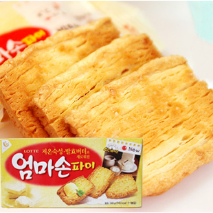  韩国新品LOTTE乐天妈妈手派饼干140克进口手工饼干妈咪手派饼