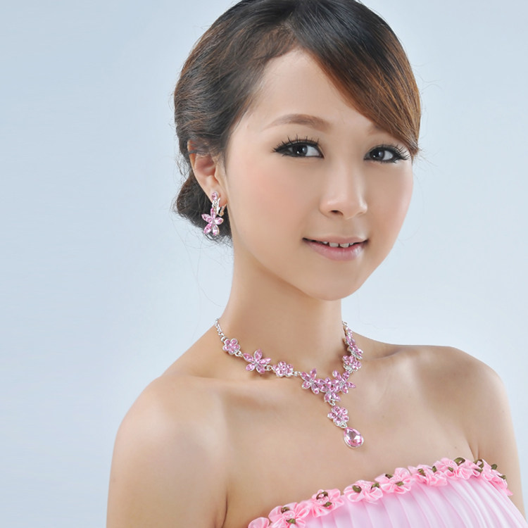 靓! 2011结婚新娘女款耳环套链高贵奢华水钻珍珠项链XL99-HC-Y