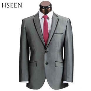  HSEEN韩臣 新郎结婚礼服 男士韩版修身西服套装 银色西装 HS6356