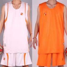2012新款正品 CBA篮球服 白桔色双面穿CBA 专业篮球运动服 运动服