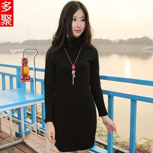  多聚包邮品质女装冬款连衣裙新款连衣裙针织修身大码女长袖打底裙