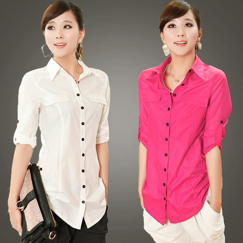 品质<em>女装</em>2012夏装中长款衬衫修身中袖<em>上衣</em>女