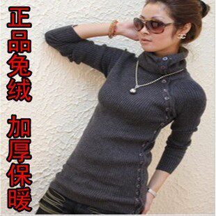 秋冬新款女款韩版加厚高领套头毛衣外套 长袖修身打底衫针织衫
