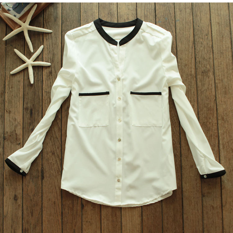 韩版修身百搭圆领雪纺...