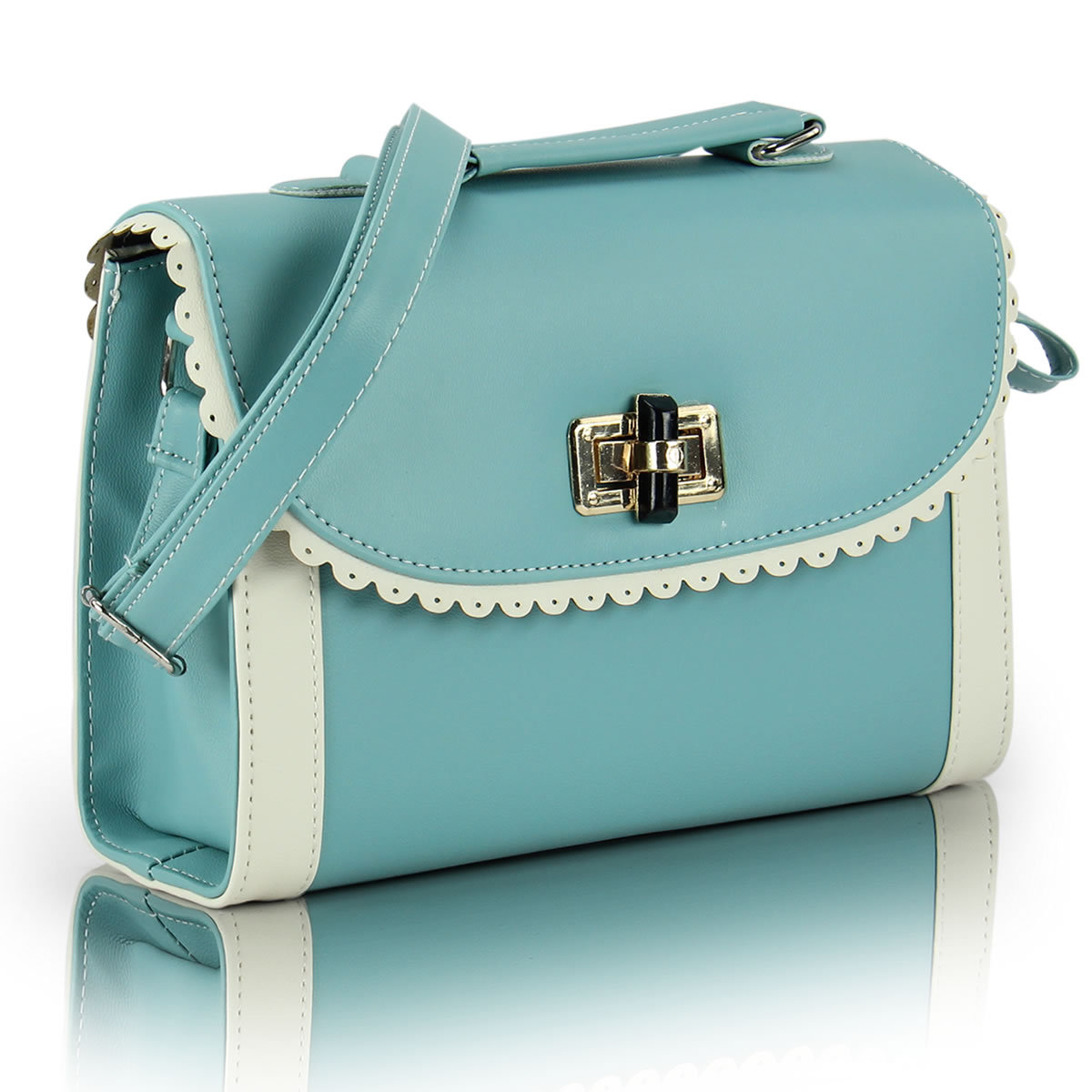 撞色斜挎包甜美淑女...