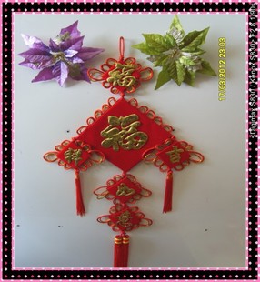  高档大号中国结特色立体五福字30cm木板平线金边吉祥如意/装饰品