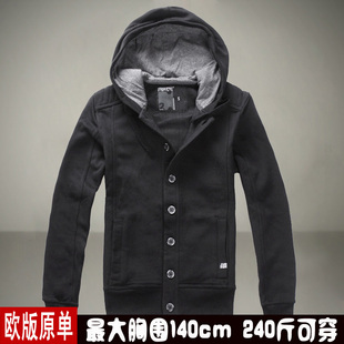  秋装特大号帽衫 男式卫衣 大号开衫加肥加大码男装薄外套胖人XXXL