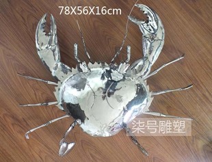  海鲜螃蟹摆件 不锈钢金属装饰品 餐厅抽象雕塑 酒店雕塑 软装配饰