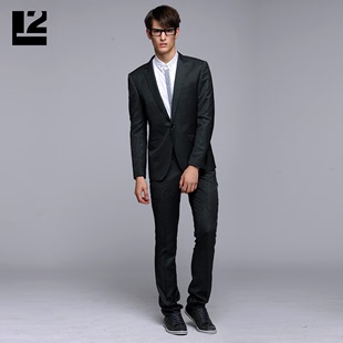  利郎L2正品黑色商务休闲时尚修身男士男款西装套装男礼服原价1299