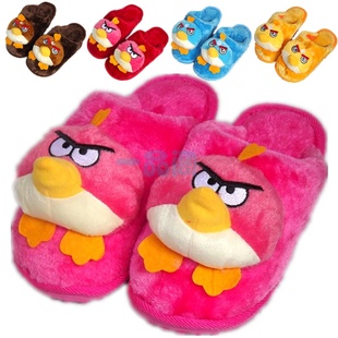  愤怒的小鸟儿童卡通冬季保暖棉拖鞋 可爱男女大童家居家防滑拖鞋