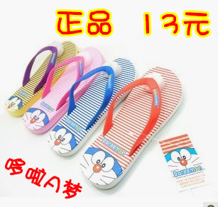  正品哆啦a梦机器猫男女外出家居拖鞋休闲人字拖交叉一字拖鞋