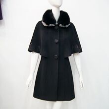 2011新款女装品牌专柜正品原单冬装狐狸毛领羊绒大衣外套长披风