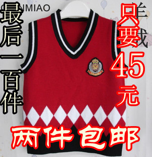  秋季特价儿童全棉线毛衣背心男童羊绒毛线马甲中大童小学生针织衫