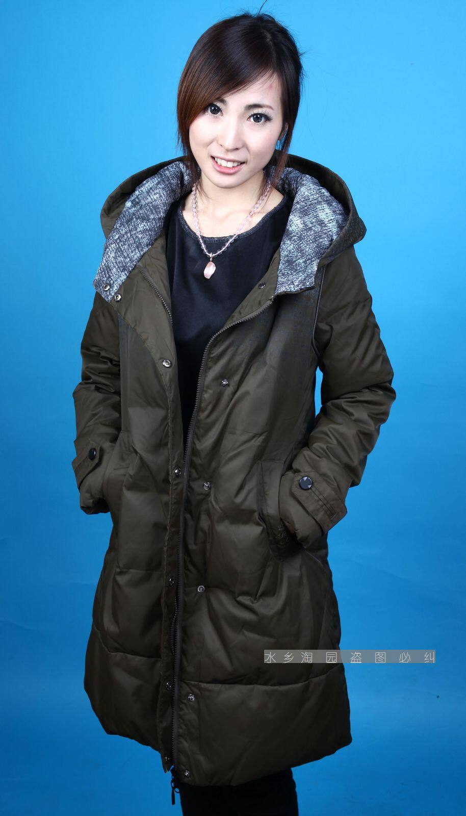 换季清仓2011艾格莱依AFA7011 清水吟专柜正品中长款修身羽绒服女