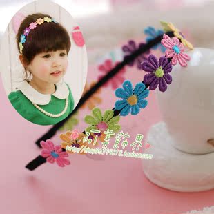  韩版儿童发带 宝宝发箍 婴儿发饰 可爱 彩色小花发带发箍 D294