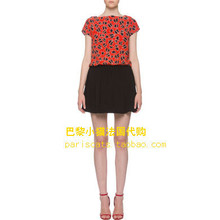 香港代购 MIU MIU 12早春 印花双绉一字领上衣MT901S橙色