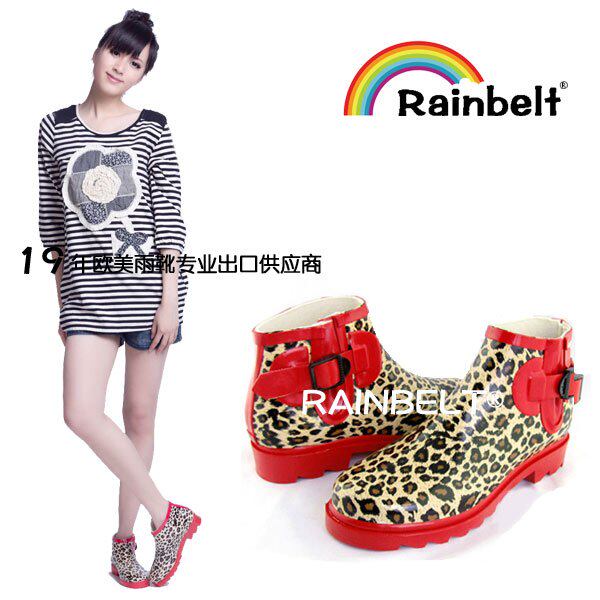 正品 RAINBELT 东瀛风 豹纹时装雨鞋 雨靴 水鞋 套鞋 女 RB-232