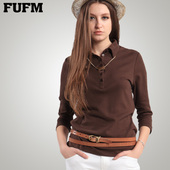 FUFM spring and summer Polo shirt sleeve casual cotton T-shirt Slim large size women W11SST507