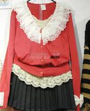 kint&co2012春装新款日单荷叶边珍珠<em>v领</em>蝴蝶