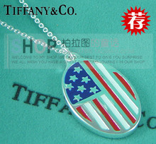 Tiffany collar de plata de ley 925 joyas de la bandera de EE.UU. donó regalo