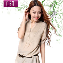 OSA2012夏装新款女装韩版新品大码春装中长款衬衣女士衬衫C21099