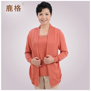  淘金币 中老年女装秋装 外套新品上衣 妈妈装秋冬季款针织毛衫 鹿