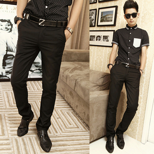  潮男裤英伦时尚男士修身百搭休闲西裤韩版男式西装裤小脚裤男长裤