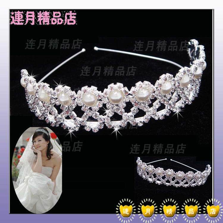 皇冠店铺 人气第一新娘皇冠 珍珠8字造型豪华头箍式皇冠珍珠皇冠