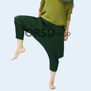 ORSO褶皱吊裆哈伦裤休闲女七分裤宽松大码欧洲站设计师品牌女