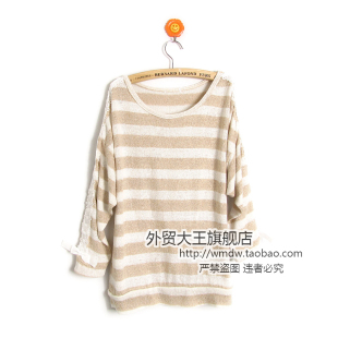 New spring clothing 2011 lace flower ribbon bow in Europe and bat sleeves loose head and thin sweater WX633