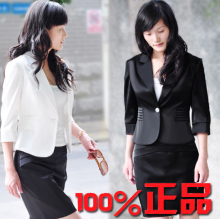 正品 2012春秋装新款o修身女款黑色白色休闲七分袖小西装 小外套