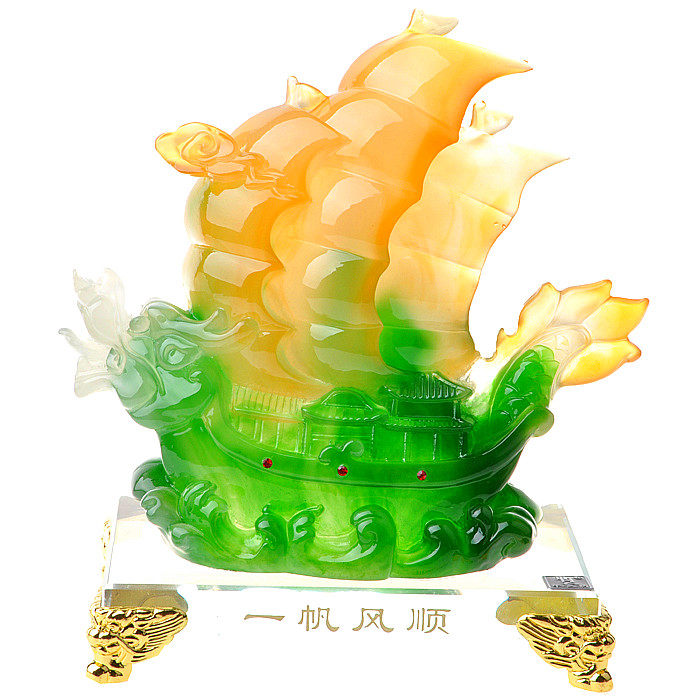 【君龙】开光一帆风顺龙船招财助事业风水摆设树脂装饰摆件52z