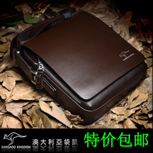  正品袋鼠男包男士单肩包斜挎包商务牛皮休闲包时尚小包平板电脑包