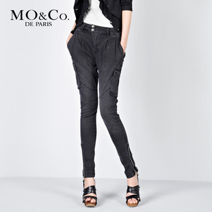 MO&amp;Co. 摩安珂 2012 春夏女装 M111JEN02工装风做旧牛仔裤长裤