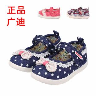 正品广迪儿童鞋 女童布鞋单鞋 宝宝学步鞋休闲鞋2012秋方口蝴蝶结